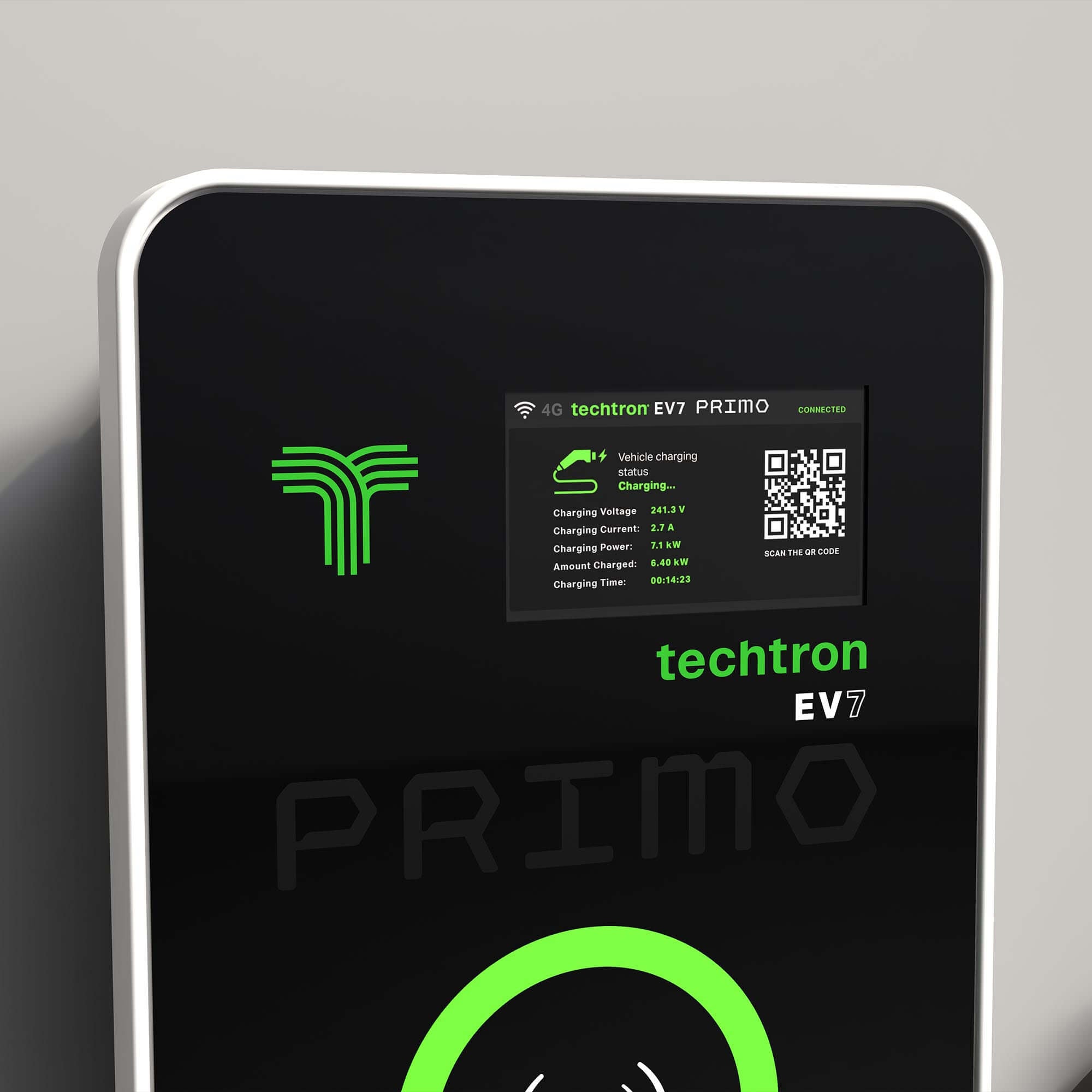 techtron EV7 PRIMO - Voice Controlled + Touchscreen ev-Charger (7.4 kW, Level 2) - Type 2 techtron